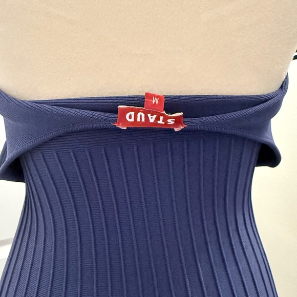 STAUD KNIT DRESS MEDIUM NAVY BLUE KNIT MIDI DRESS - Picture 11 of 12
